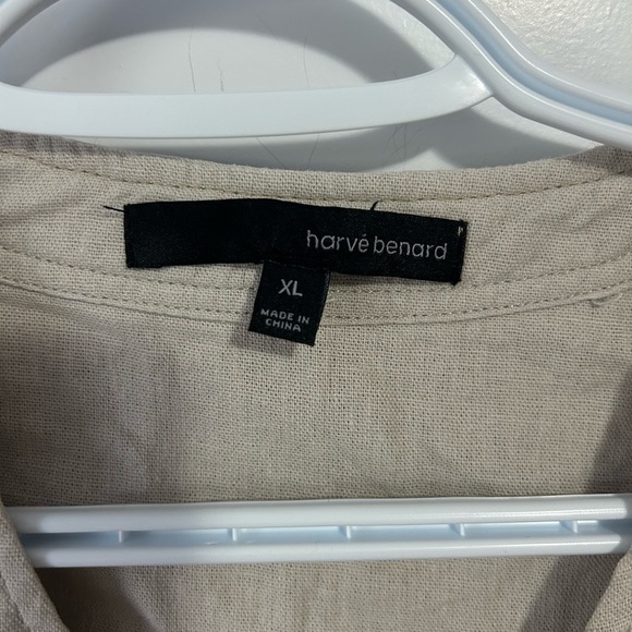 Harve Benard Linen Khaki Pullover Long Sleeve Blouse - Picture 3 of 9